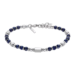 Pulsera Acero Inoxidable & Perlas Minerales Azules Lotus Hombre LS2308-2/2 Bolas En Brillo 21cm
