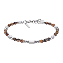 Pulsera Acero Inoxidable & Perlas Minerales Lotus Hombre LS2308-2/3 Bolas En Brillo 21cm