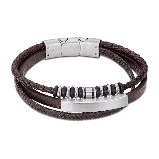 Pulsera Acero Inoxidable & Piel Marrón Lotus Hombre LS2592-2/2 Tejida 21,5cm