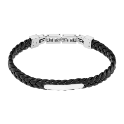 Pulsera Acero Inoxidable & Piel Sintética Negra Lotus Hombre LS2385-2/1 Tejida 22,3cm
