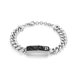 Pulsera Acero Ip Bicolor Negro Police PEAGB0033801 Placa C. Relieve & Logo Police