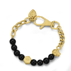 Pulsera Acero Ip Dorado Police PEAGB2212114 Calavera C. Bolas Negras