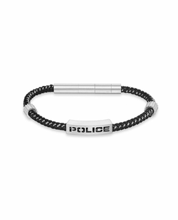 Pulsera Acero IP Negro Bicolor Plateado Police PEAGB0034902 Logo Police Troquelado