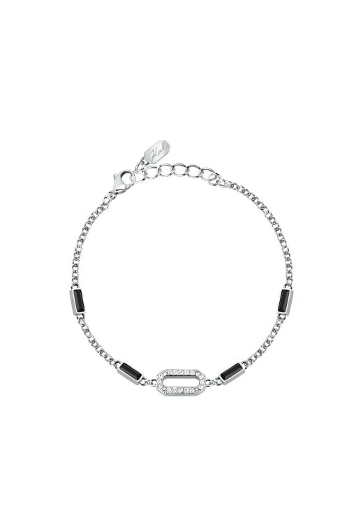 Pulsera Acero Karl Lagerfeld Mujer KLAYC21 Logo Karl Circonitas Blancas Bicolor Negras