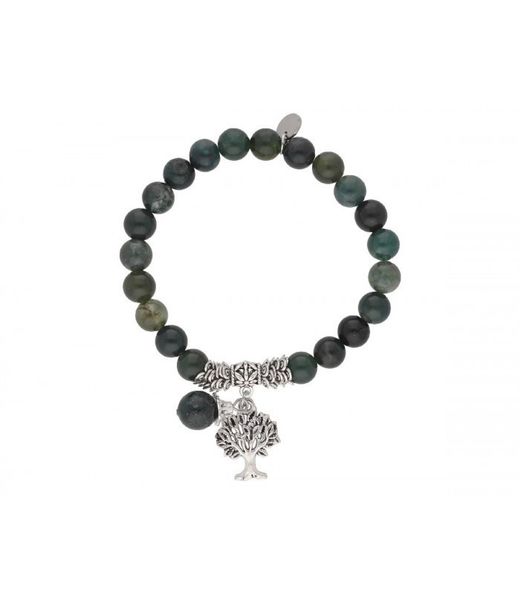 Liska Women's Steel Bracelet SHA153-AG Green Agate Tree