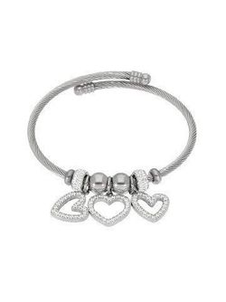 Pulsera Acero Marea C02103/BS Rígida Corazones Circonitas