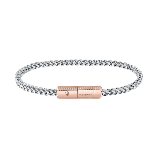Pulsera Acero Maserati Hombre JM223ATK24 Eslabones Plateado Bicolor Rose Tridente Maserati