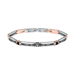 Pulsera Acero Maserati Hombre JM223ATZ19 Eslabones Plateado Bicolor Rose Tridente Maserati