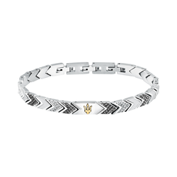 Pulsera Acero Maserati Hombre JM225AVD89 Iconic Plateado Cristales Tridente Maserati