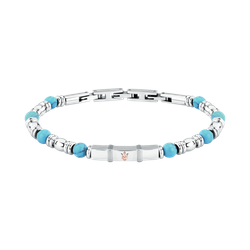 Pulsera Acero Maserati Hombre JM324AVD44 Iconic Eslabones Plateado Bicolor Azul Tridente Maserati