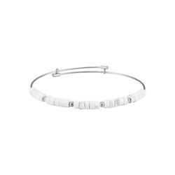 Pulsera Acero Mujer 4mm PSM0012RHAB Piedras Minerales Ágata Blanca