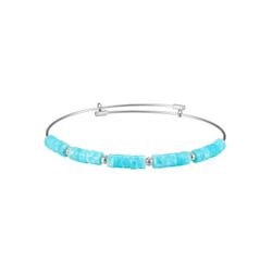 Pulsera Acero Mujer 4mm PSM0012RHLR Piedras Minerales Símil Larimar