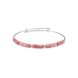 Pulsera Acero Mujer 4mm PSM0012RHRT Piedras Minerales Rodocrosita