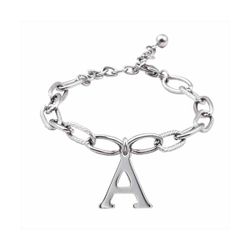 Pulsera Acero Mujer BR-A Letra A En Brillo 16cm