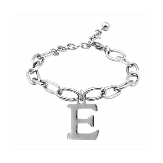 Pulsera Acero Mujer BR-E Letra E En Brillo 16cm
