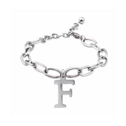 Pulsera Acero Mujer BR-F Letra F En Brillo 16cm
