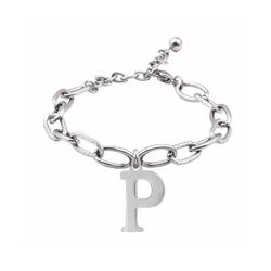 Pulsera Acero Mujer BR-P Letra P En Brillo 16cm