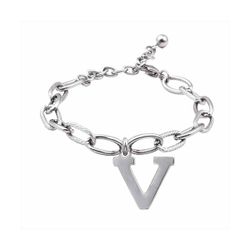 Pulsera Acero Mujer BR-V Letra V En Brillo 16cm