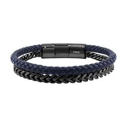 Pulsera Acero Negro Cargo (AC)C43041 Cuerda Azul Trenzada Cadena