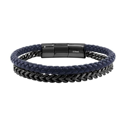 Polsera Acer Negre Càrrec (AC)C43041 Corda Blava Trenada Cadena