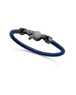 Pulsera Acero Negro-Piel Azul Viceroy Hombre 15181P01013 Trenzada Detalle Acero Negro