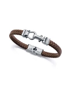 Pulsera Acero-Piel Marrón Viceroy Hombre 14300P01011 Trenzada Detalle Gancho En Brillo