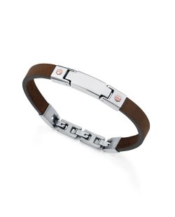 Pulsera Acero-Piel Marrón Viceroy Hombre 6486P01011 Lisa Placa Tornillo Oro Rosa 9kts