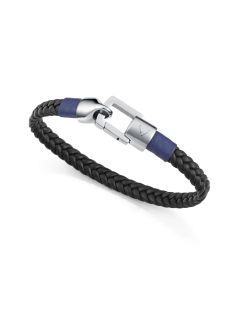Pulsera Acero-Piel Negra Viceroy Hombre 15201P01010 Trenzada Detalle Piel Azul
