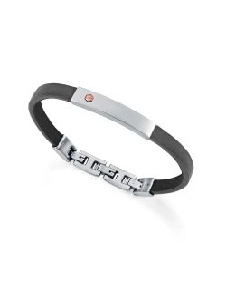 Pulsera Acero-Piel Negra Viceroy Hombre 6487P01010 Lisa Placa Tornillo Oro Rosa 9kts