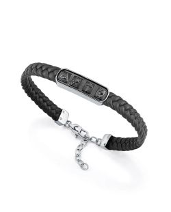 Pulsera Acero-Piel Negra Viceroy Hombre 75423P01010 Trenzada Motivo Tallado