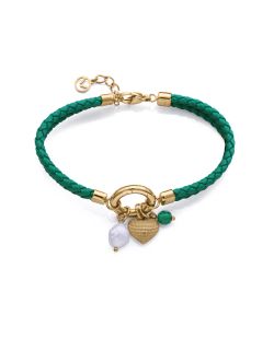 Pulsera Acero-Piel Viceroy 14285P01016 Piel Verde Trenzada Corazón Circonitas
