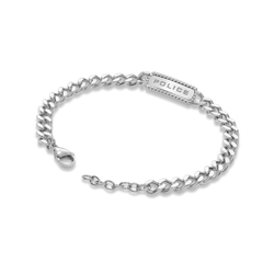 Pulsera Acero Police PEAGB0041301 Placa Logo Police
