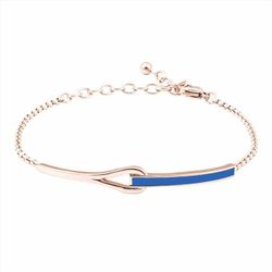 Pulsera Acero Rosa B16489 Cadena Franja Azul