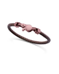 Pulsera Acero Rosa-Piel Marrón Viceroy Hombre 15181P01011 Trenzada Detalle Acero Rosa