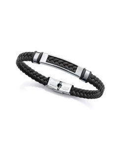 Pulsera Acero-Silicona Negra Viceroy Hombre 14310P01010 Trenzada Detalle Acero
