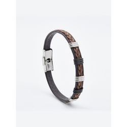 Pulsera Acero Sovrani AV0089 Piel Negra Bicolor Marrón Trenzada