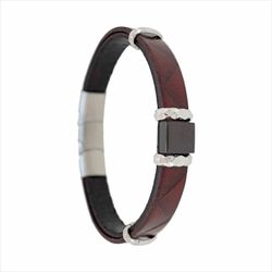 Pulsera Acero Sovrani AV0277 Piel Marrón Trenzada Placa Marrón