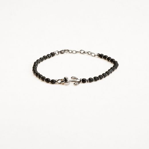 Pulsera Acero Sovrani BR1211 Ancla Bolitas Negras