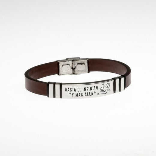Bracelet Sovrani BR3521/10 en cuir marron et acier avec plaque Infinity