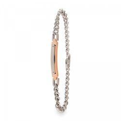 Pulsera Acero Sovrani BR4517 Eslabones Placa Bicolor Rosa
