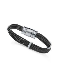 Pulsera Acero Viceroy 15192P01000 Piel Negra Circonitas
