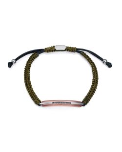 Pulsera Acero Viceroy Hombre 15183P01016 Trenzada Cordón Verde Detalle Placa Acero Rosa Ip