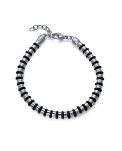 Pulsera Acero Viceroy Hombre 15184P01010 Aros Silicona Negra Intercalada