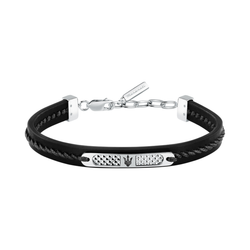 Pulsera Acero/Piel Maserati Hombre JM525AVE29 Piel Negra Tridente Maserati