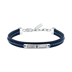 Pulsera Acero/Piel Maserati Hombre JM525AVE30 Piel Azul Tridente Maserati