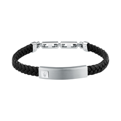 Pulsera Acero/Piel Maserati Hombre JM525AVE34 Piel Negra Tridente Maserati