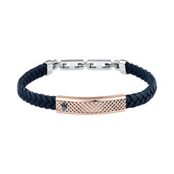 Pulsera Acero/Piel Maserati Hombre JM525AVE35 Piel Azul Tridente Maserati