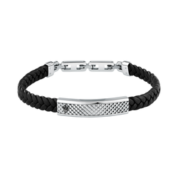 Pulsera Acero/Piel Maserati Hombre JM525AVE36 Piel Negra Tridente Maserati