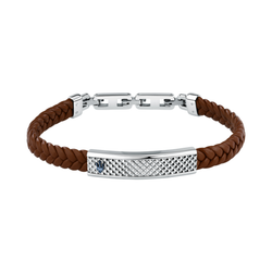 Pulsera Acero/Piel Maserati Hombre JM525AVE37 Piel Marrón Tridente Maserati