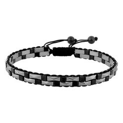 Pulsera Algodón Negro Argyor MRM (AC)403A18 Piedras Hematita